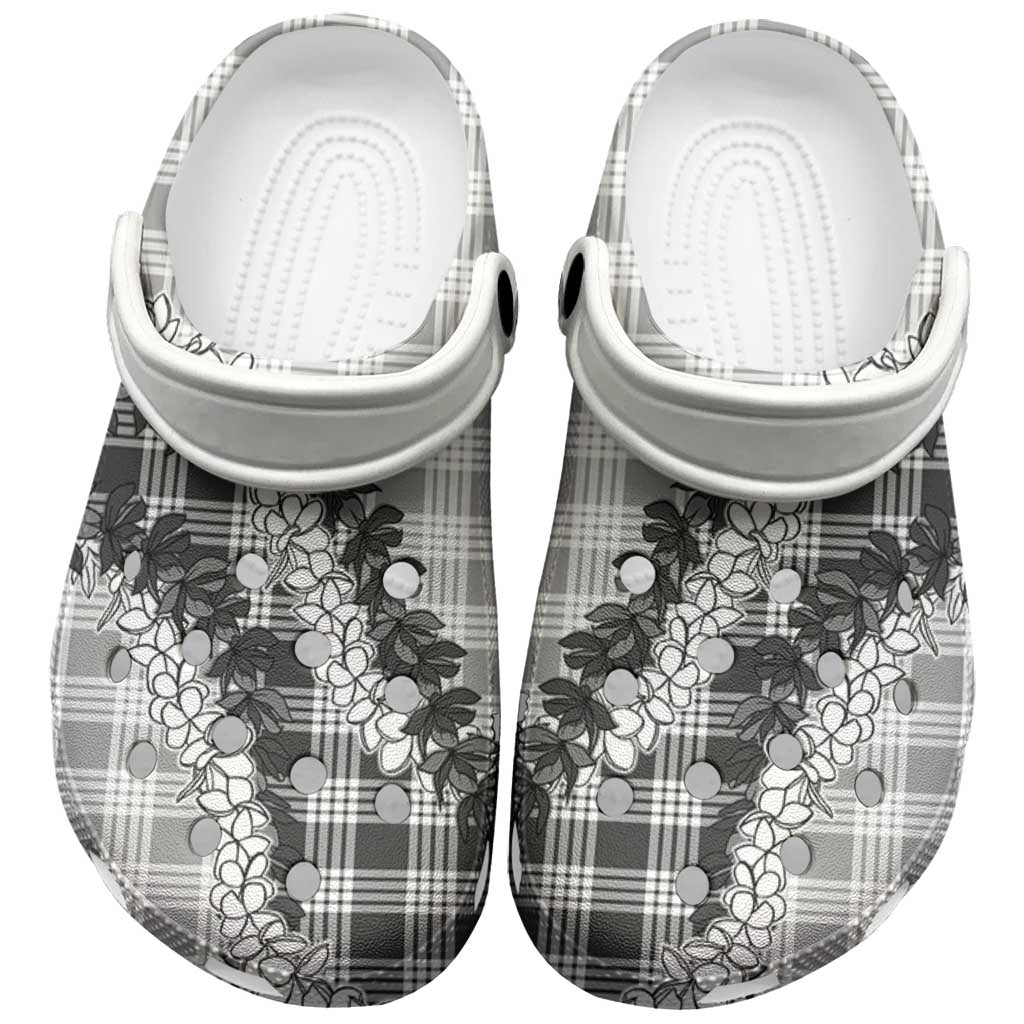 Gray Hawaii Palaka Clogs Shoes Hawaiian Honohono Lei