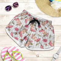Gray Paniolo Palaka Hawaiian Cowgirl Christmas Shorts for Women LT9 Gray - Polynesian Pride