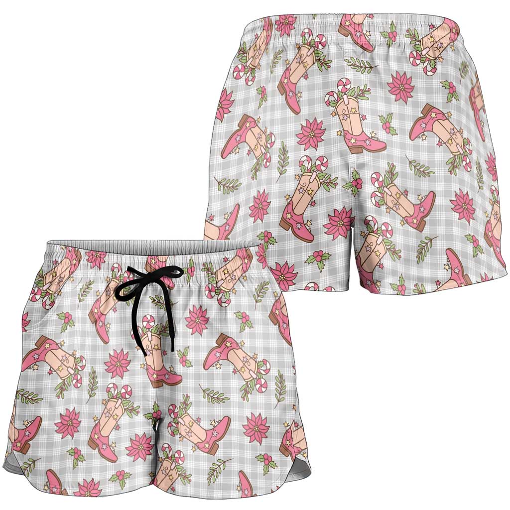 Gray Paniolo Palaka Hawaiian Cowgirl Christmas Shorts for Women LT9 - Polynesian Pride