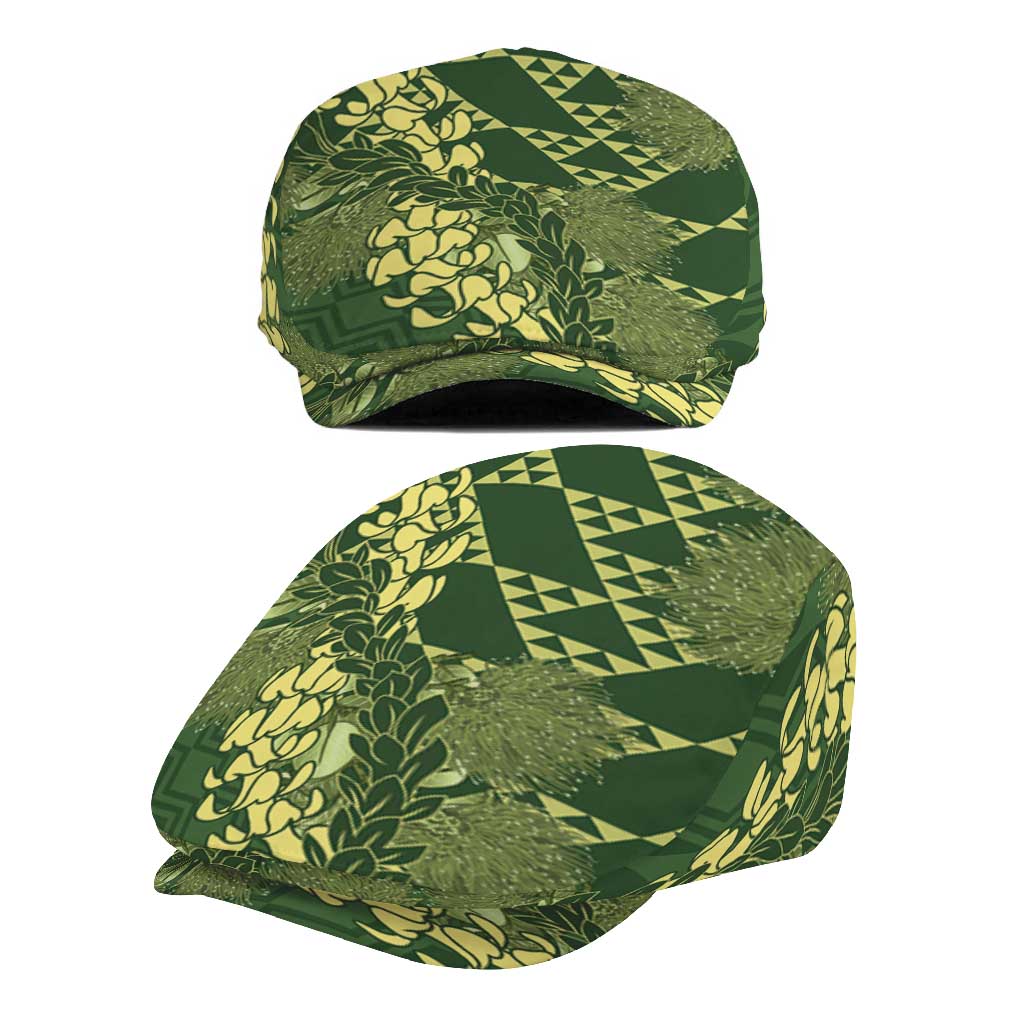 Green Aloha Hawaii Jeff Hat Hawaiian Kakau Ohia Lehua Lei - Polynesian Pride