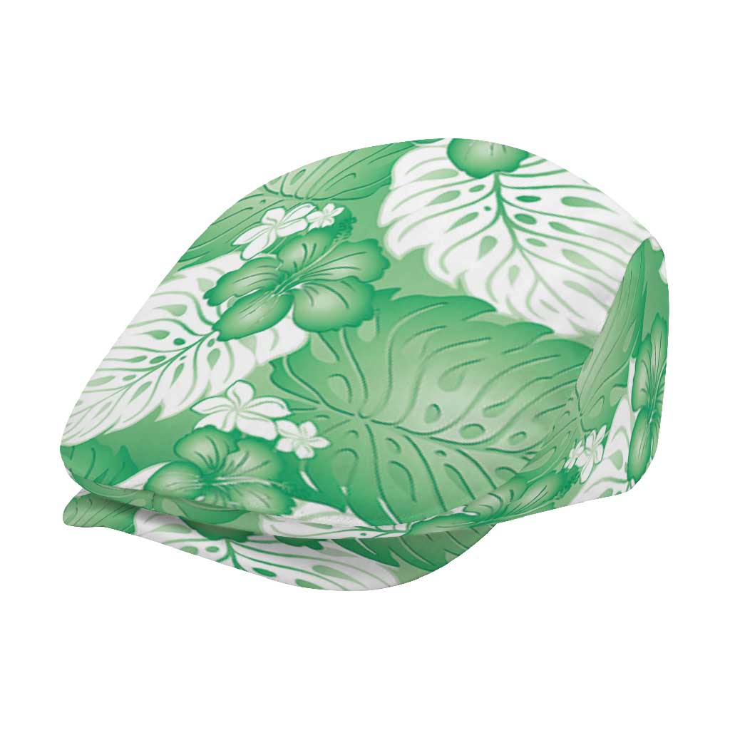 Green Aloha Hawaii Jeff Hat Monstera Hibiscus Plumeria Seamless Vibes - Polynesian Pride