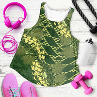 Green Aloha Hawaii Women Racerback Tank Hawaiian Kakau Ohia Lehua Lei LT14 Green - Polynesian Pride