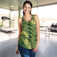 Green Aloha Hawaii Women Racerback Tank Hawaiian Kakau Ohia Lehua Lei LT14 - Polynesian Pride