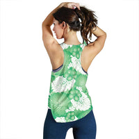 Green Aloha Hawaii Women Racerback Tank Monstera Hibiscus Plumeria Seamless Vibes LT14 - Polynesian Pride