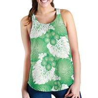 Green Aloha Hawaii Women Racerback Tank Monstera Hibiscus Plumeria Seamless Vibes LT14 - Polynesian Pride