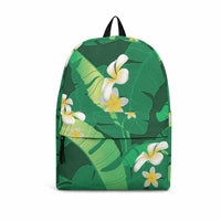 Green Banana Leaf Hawaii Backpack Lau Maia Plumeria Tropical Summer Vibes LT14 Green - Polynesian Pride