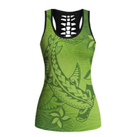 Green Gradient Polynesia Hollow Tank Top Hawaiian Tribal Hammerhead Shark Tattoo - Polynesian Pride