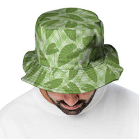 Green Hawaii Kalo Palaka Motifs Bucket Hat Hawaiian Taro Leaves Elegant Vibes LT14 - Polynesian Pride