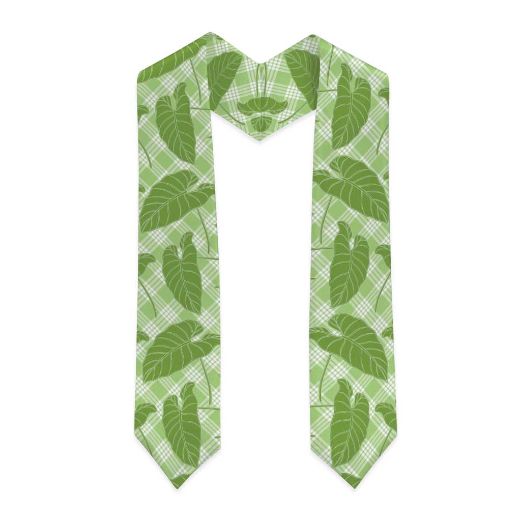Green Hawaii Kalo Palaka Motifs Graduation Stole Hawaiian Taro Leaves Elegant Vibes LT14 - Polynesian Pride