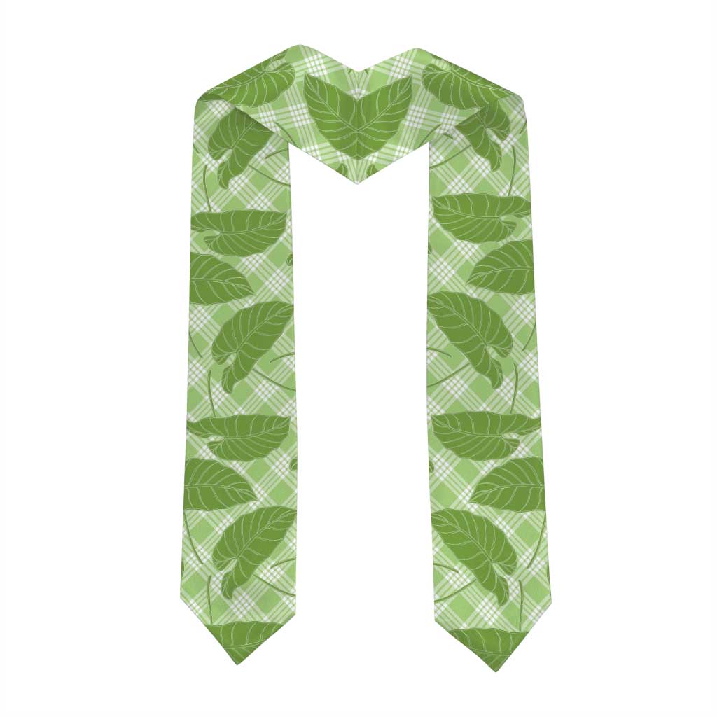 Green Hawaii Kalo Palaka Motifs Graduation Stole Hawaiian Taro Leaves Elegant Vibes LT14 - Polynesian Pride