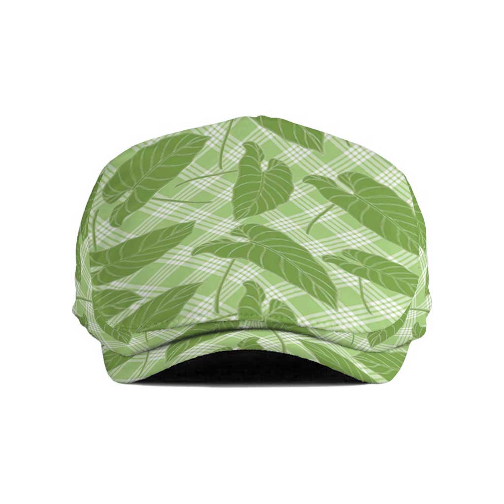 Green Hawaii Kalo Palaka Motifs Jeff Hat Hawaiian Taro Leaves Elegant Vibes