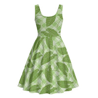 Green Hawaii Kalo Palaka Motifs Midi Dress Hawaiian Taro Leaves Elegant Vibes LT14 - Polynesian Pride