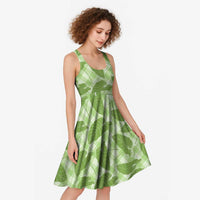 Green Hawaii Kalo Palaka Motifs Midi Dress Hawaiian Taro Leaves Elegant Vibes LT14 - Polynesian Pride