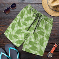 Green Hawaii Kalo Palaka Motifs Shorts for Men Hawaiian Taro Leaves Elegant Vibes LT14 Green - Polynesian Pride