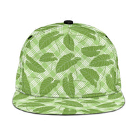 Green Hawaii Kalo Palaka Motifs Snapback Cap Hawaiian Taro Leaves Elegant Vibes