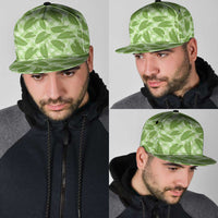 Green Hawaii Kalo Palaka Motifs Snapback Cap Hawaiian Taro Leaves Elegant Vibes