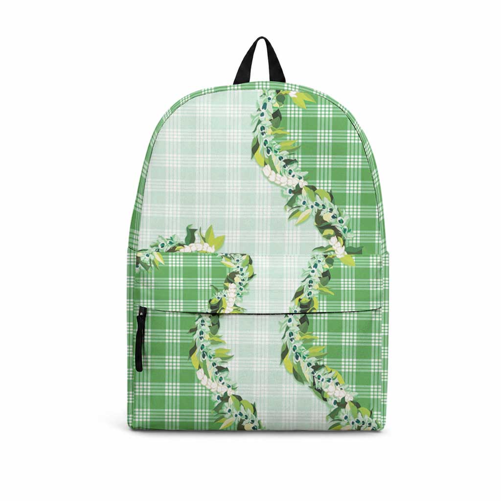 Green Hawaii Palaka Backpack Maile Pikake Honohono Orchid Lei LT05 Green - Polynesian Pride
