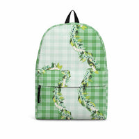 Green Hawaii Palaka Backpack Maile Pikake Honohono Orchid Lei LT05 Green - Polynesian Pride