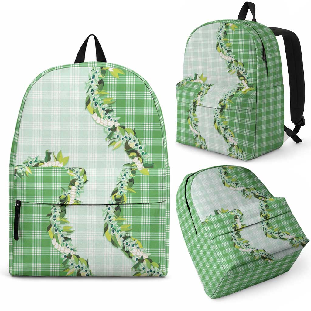 Green Hawaii Palaka Backpack Maile Pikake Honohono Orchid Lei LT05 - Polynesian Pride