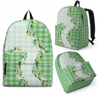 Green Hawaii Palaka Backpack Maile Pikake Honohono Orchid Lei LT05 - Polynesian Pride
