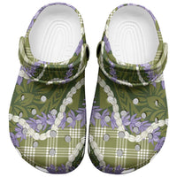 Green Hawaii Palaka Honohono Pikake Clogs Shoes Hawaiian Orchid Lei Polynesian Pattern LT14 Green - Polynesian Pride