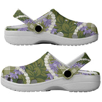 Green Hawaii Palaka Honohono Pikake Clogs Shoes Hawaiian Orchid Lei Polynesian Pattern LT14 - Polynesian Pride