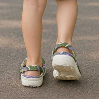 Green Hawaii Palaka Honohono Pikake Clogs Shoes Hawaiian Orchid Lei Polynesian Pattern LT14 - Polynesian Pride
