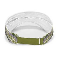 Green Hawaii Palaka Honohono Pikake Sun Visor Cap Hawaiian Orchid Lei Polynesian Pattern