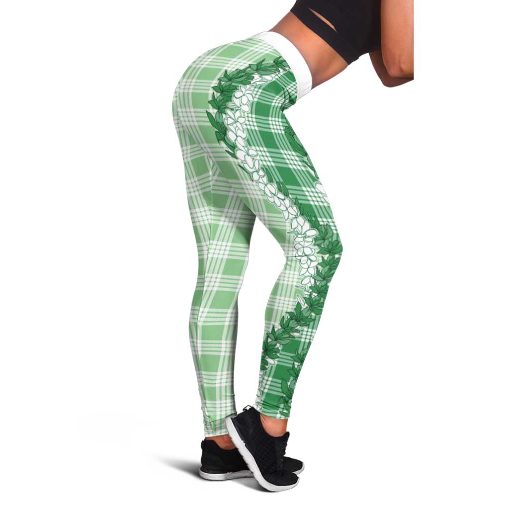Green Hawaii Palaka Leggings Hawaiian Honohono Lei