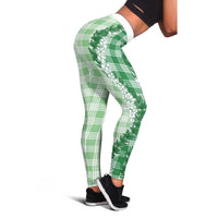 Green Hawaii Palaka Leggings Hawaiian Honohono Lei