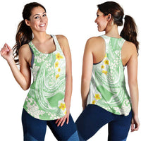Green Hawaii Shark Tattoo Women Racerback Tank Puakenikeni Lei Plumeria Polynesian Pattern LT14 - Polynesian Pride