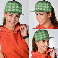 Green Hawaiian Quilt Snapback Cap Hawaii Pineapple Monstera Palaka Motifs - Polynesian Pride