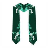 Green Hibiscus Plumeria Floral Graduation Stole