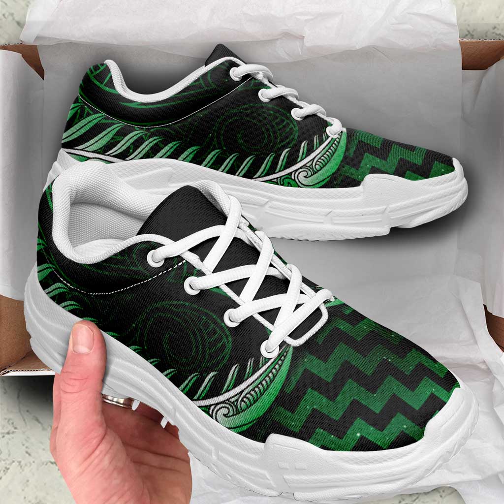 Green Matariki New Zealand Chunky Sneakers Maori Poutama Galaxy Vibes