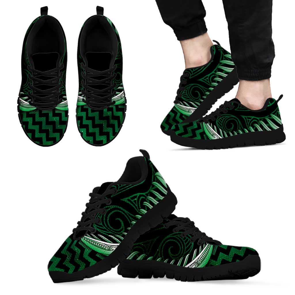 Green Matariki New Zealand Sneakers Maori Poutama Galaxy Vibes
