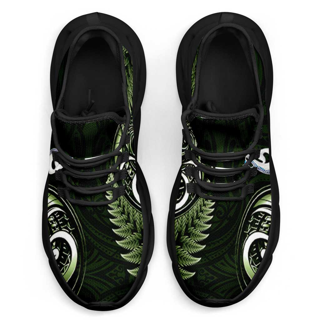 Green New Zealand Clunky Sneakers Aotearoa Silver Fern With Manaia Maori Unique LT14 - Polynesian Pride