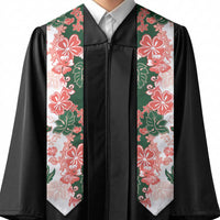 Green Orange Hibiscus Plumeria Floral Graduation Stole