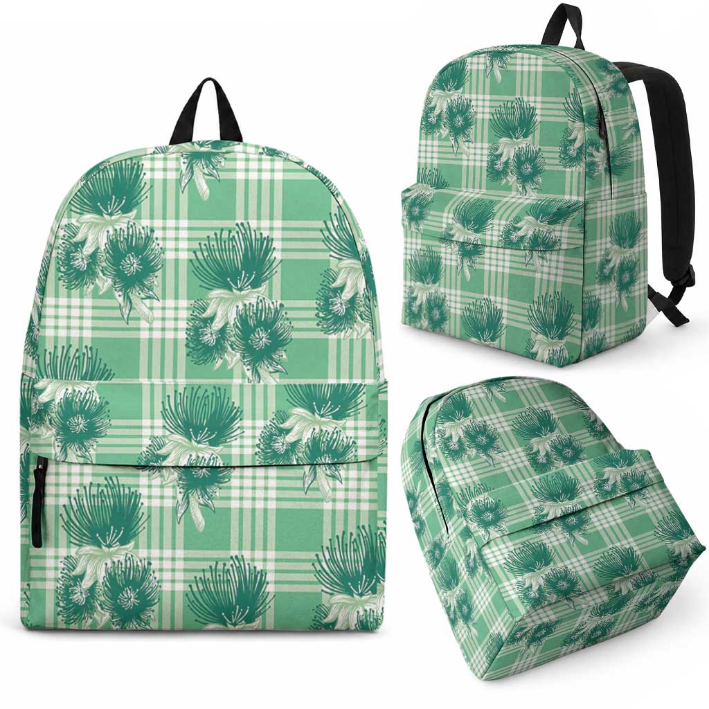 Green Palaka Hawaii Backpack Hawaiian Lehua Blossoms LT05 - Polynesian Pride