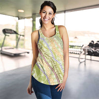 Green Palaka Hawaii Leis Women Racerback Tank Hawaiian-plaid Elegant Tropical Vibes - Polynesian Pride