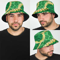 Green Palaka Hawaii Mele Kalikimaka Bucket Hat Ohia Lehua Monstera Puakenikeni Lei LT14 - Polynesian Pride