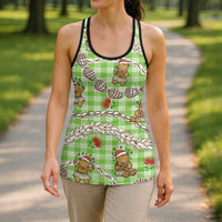 Green Palaka Hawaii Mele Kalikimaka Hollow Tank Top Ohia Lehua Shell Leis Funny Gingerbread Santa LT14 - Polynesian Pride