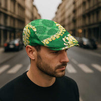 Green Palaka Hawaii Mele Kalikimaka Jeff Hat Ohia Lehua Monstera Puakenikeni Lei LT14 - Polynesian Pride