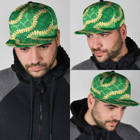 Green Palaka Hawaii Mele Kalikimaka Snapback Cap Ohia Lehua Monstera Puakenikeni Lei LT14 - Polynesian Pride