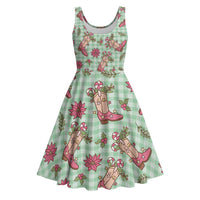 Green Paniolo Palaka Hawaiian Cowgirl Christmas Midi Dress LT9 Green - Polynesian Pride