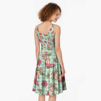 Green Paniolo Palaka Hawaiian Cowgirl Christmas Midi Dress LT9 - Polynesian Pride
