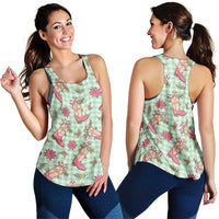 Green Paniolo Palaka Hawaiian Cowgirl Christmas Women Racerback Tank LT9 - Polynesian Pride