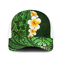Green Polynesia Baseball Net Cap Plumeria Tropical Leaves With Galaxy Polynesian Art LT14 One Size White Green - Polynesian Pride