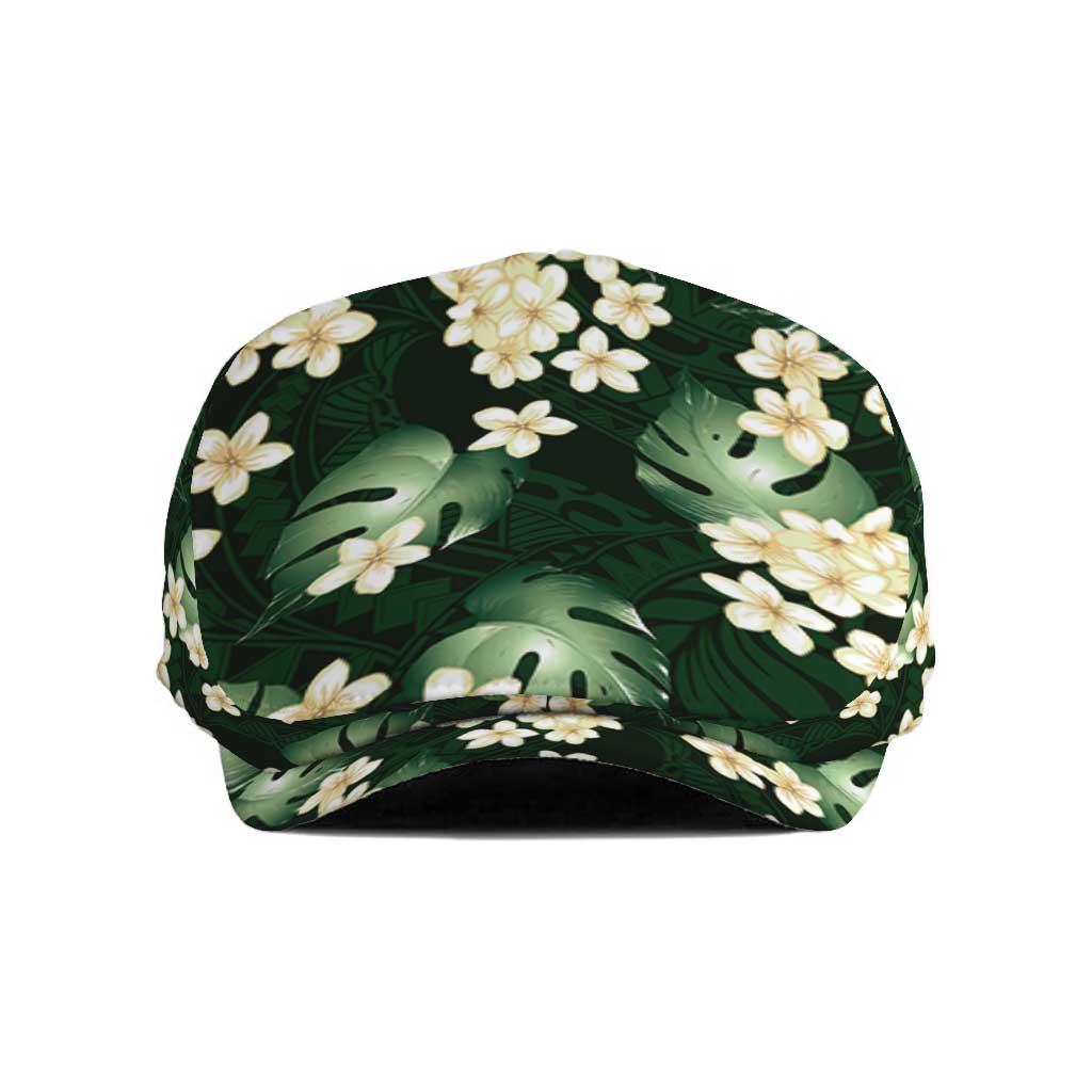 Green Tropical Hawaii Jeff Hat Seamless Monstera Plumeria Hawaiian Pattern LT14 Green - Polynesian Pride