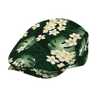 Green Tropical Hawaii Jeff Hat Seamless Monstera Plumeria Hawaiian Pattern LT14 - Polynesian Pride