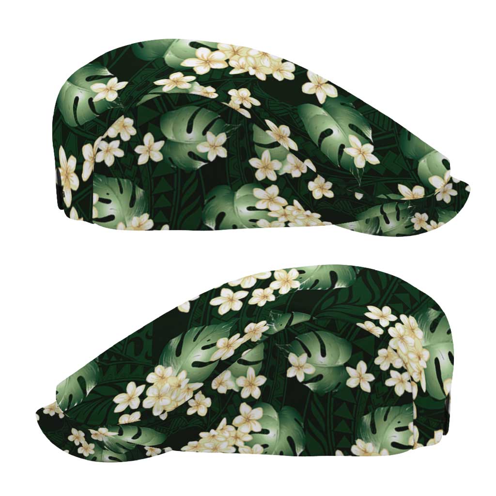 Green Tropical Hawaii Jeff Hat Seamless Monstera Plumeria Hawaiian Pattern LT14 - Polynesian Pride